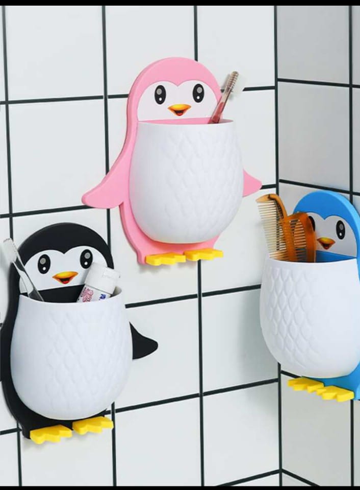 Plastic Wall Mounted Penguin Toothbrush Holder