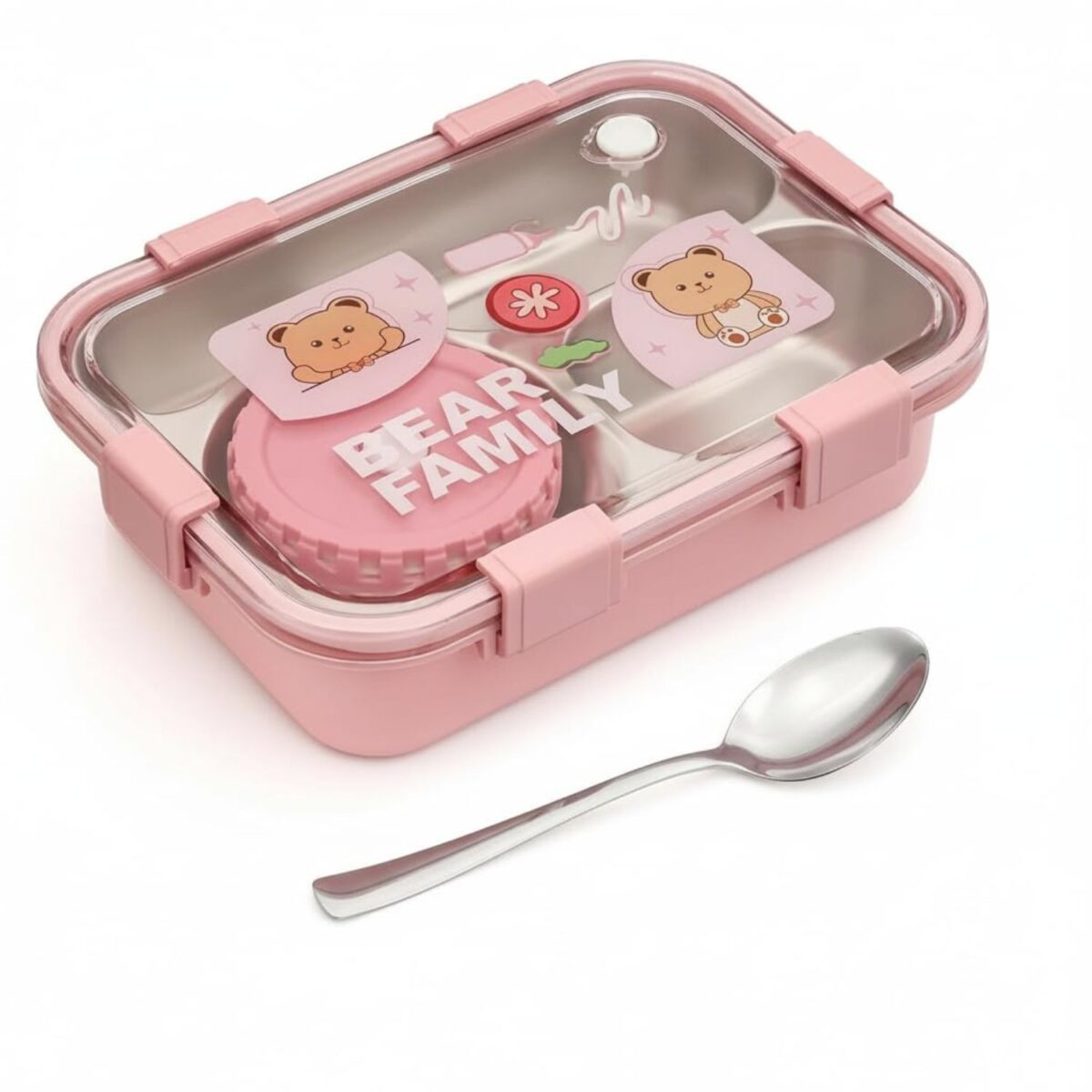 Bear Family Stainless Steel Lunch Box Kawai